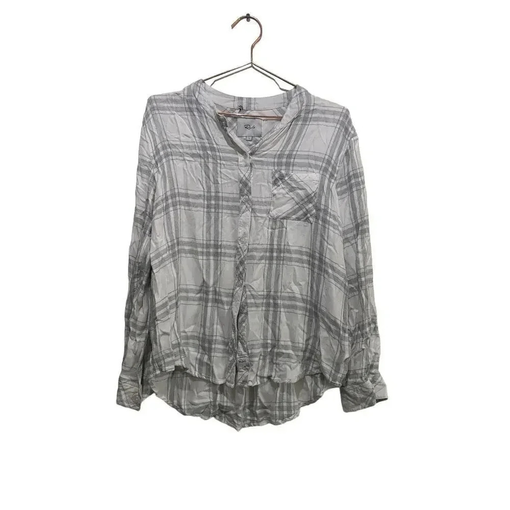 Rails Hunter White Long Sleeve Plaid Button Down … - image 1